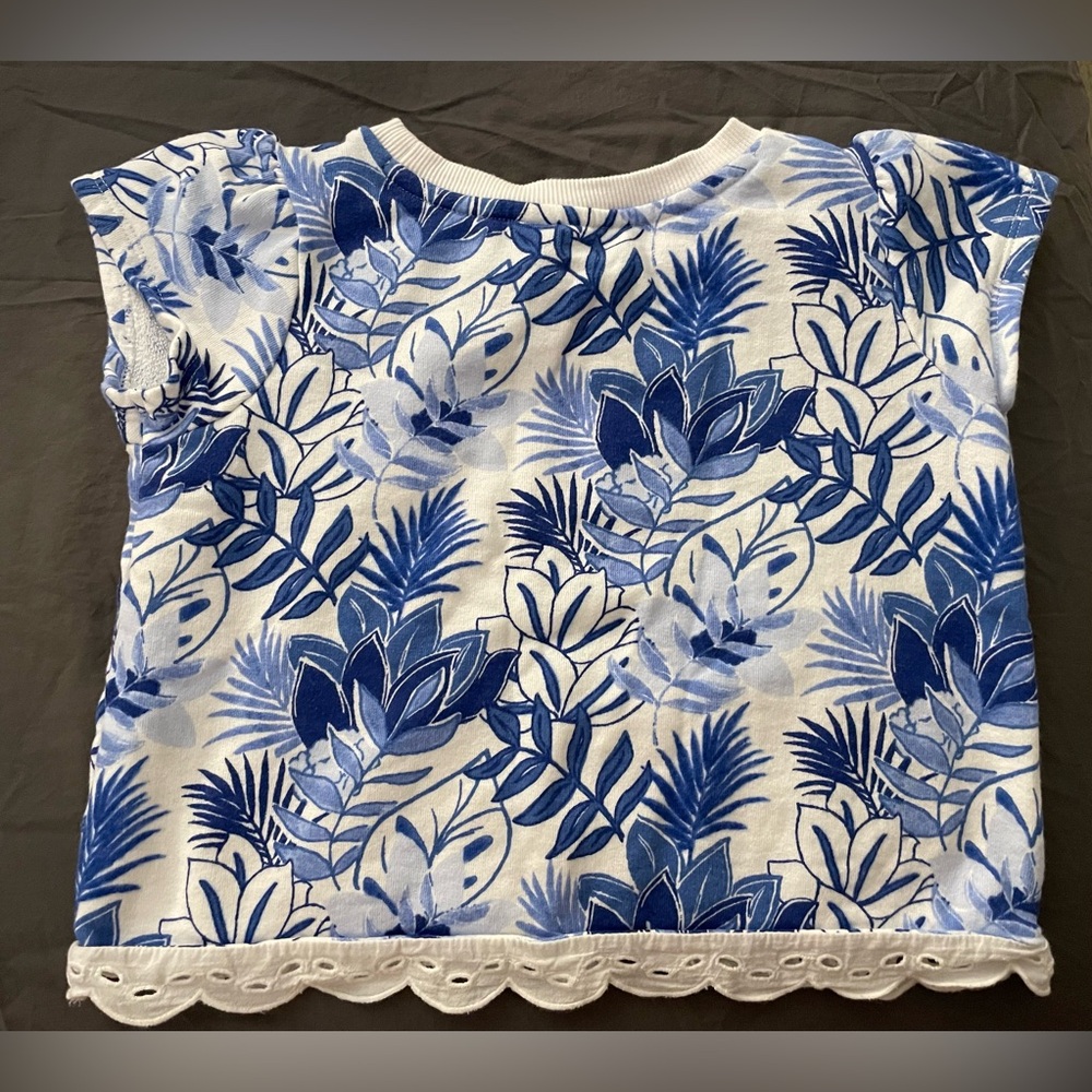 Janie and Jack Crop Blue Floral Kids Shirt - Picture 2 of 4